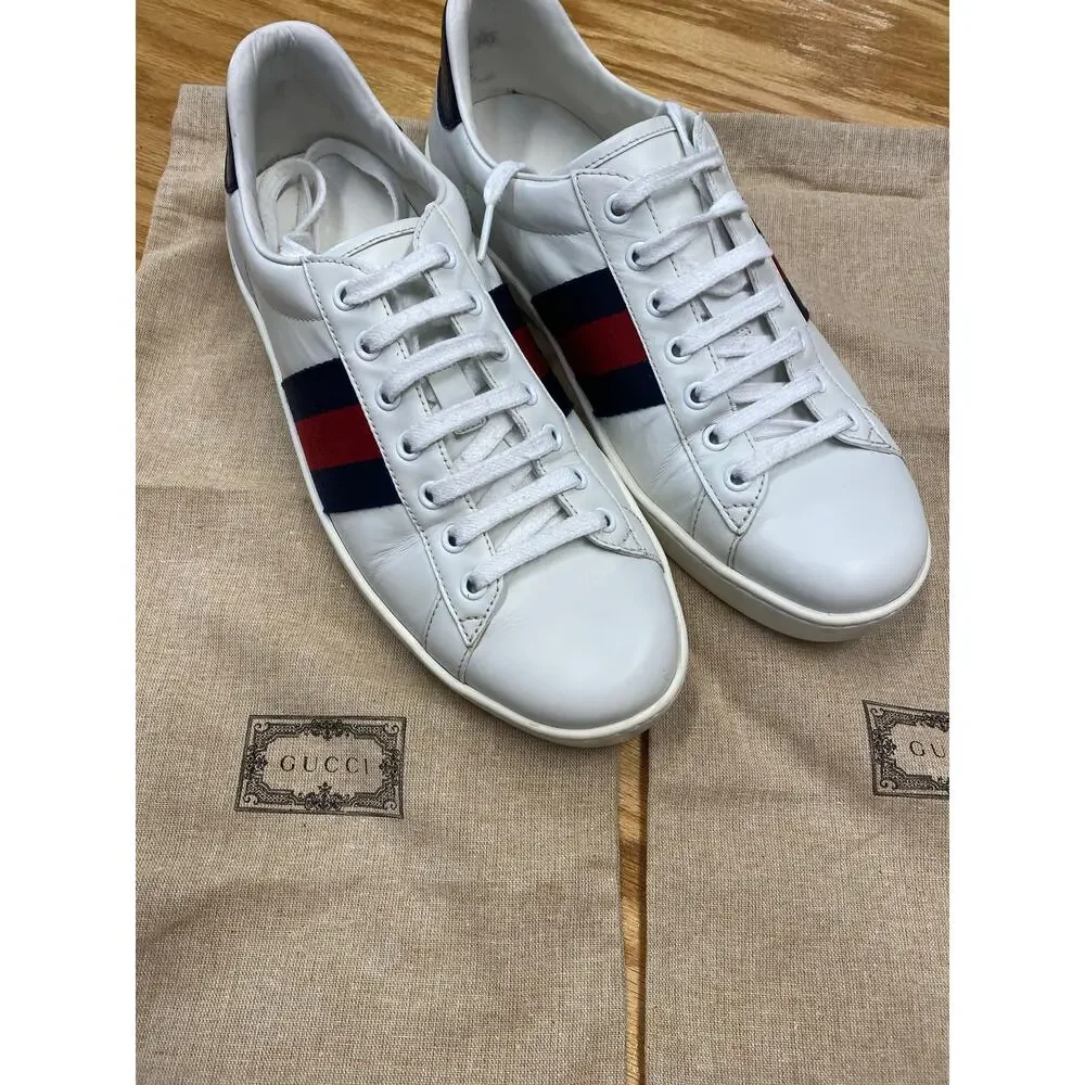 Men’s Gucci Ace Sneaker - Leather ‘White Blue’ size 8 - Picture 5 of 6